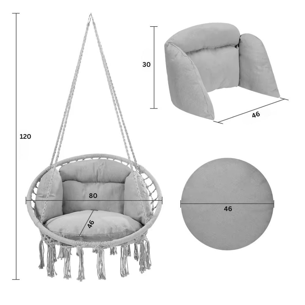 Хамак тип люлка с възглавница, Товароносимост 120 кг, Сив