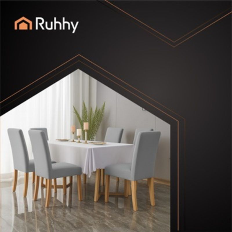 Еластични калъфи за столове Ruhhy, комплект от 6 броя, светло сив