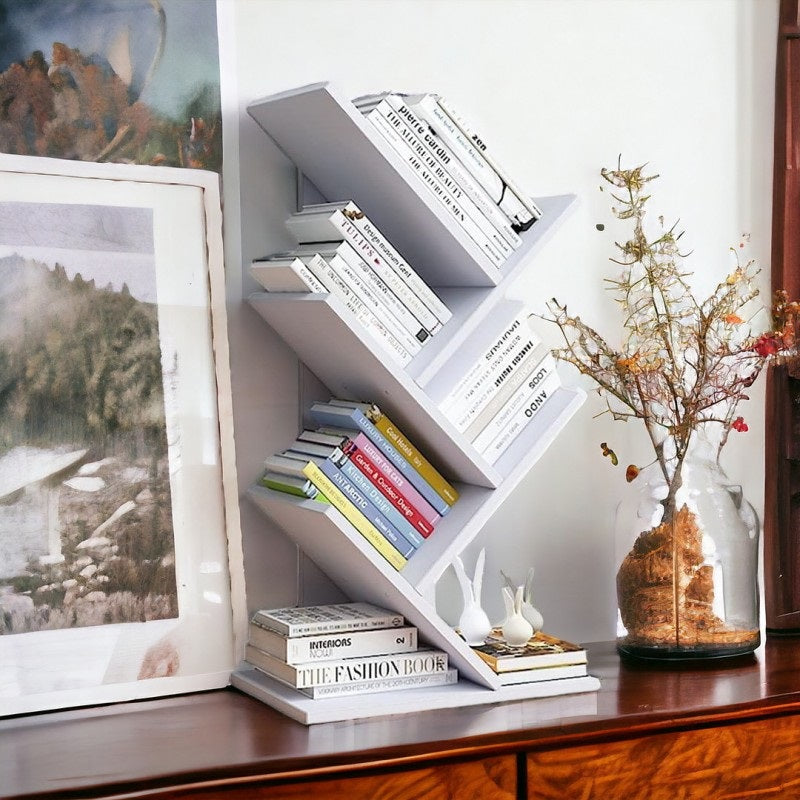 Eтажерка за книги, 4 рафта, 6 отделения, 2 цвята