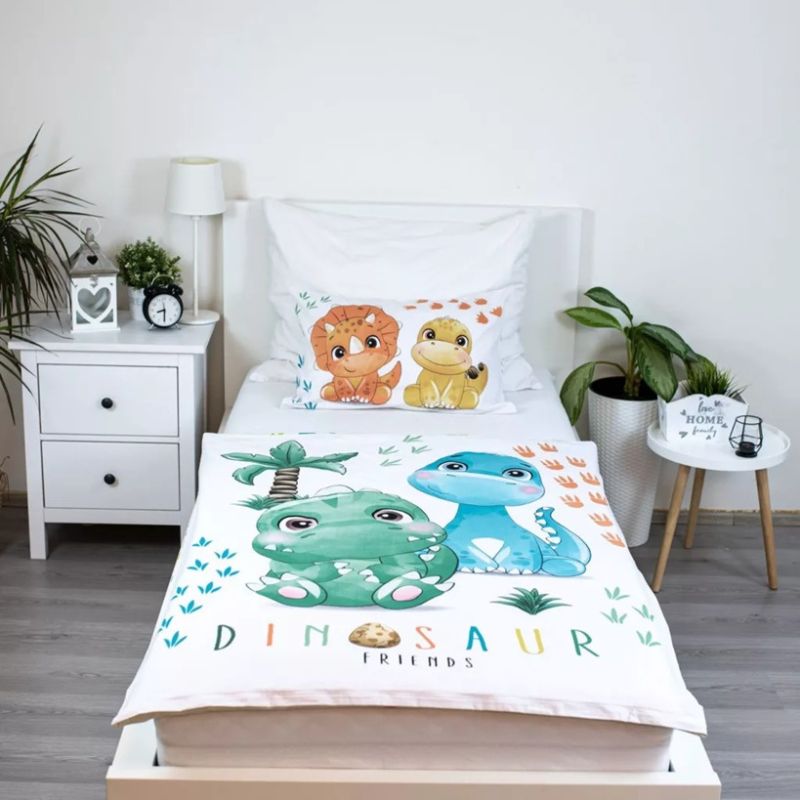 Детски спален комплект Dinosaur Friends, 100 % памук, 2 части, 100x135 см