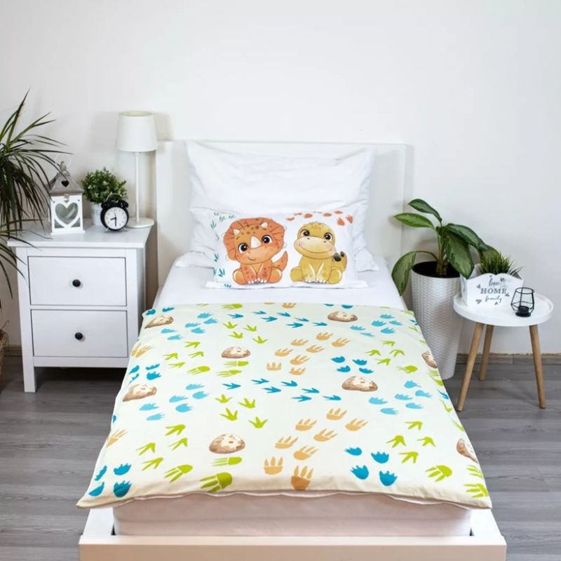 Детски спален комплект Dinosaur Friends, 100 % памук, 2 части, 100x135 см