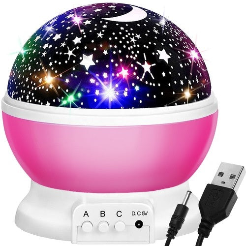Нощна лампа-прожектор звездно небе Izoxis, USB захранване, Розово-бяла