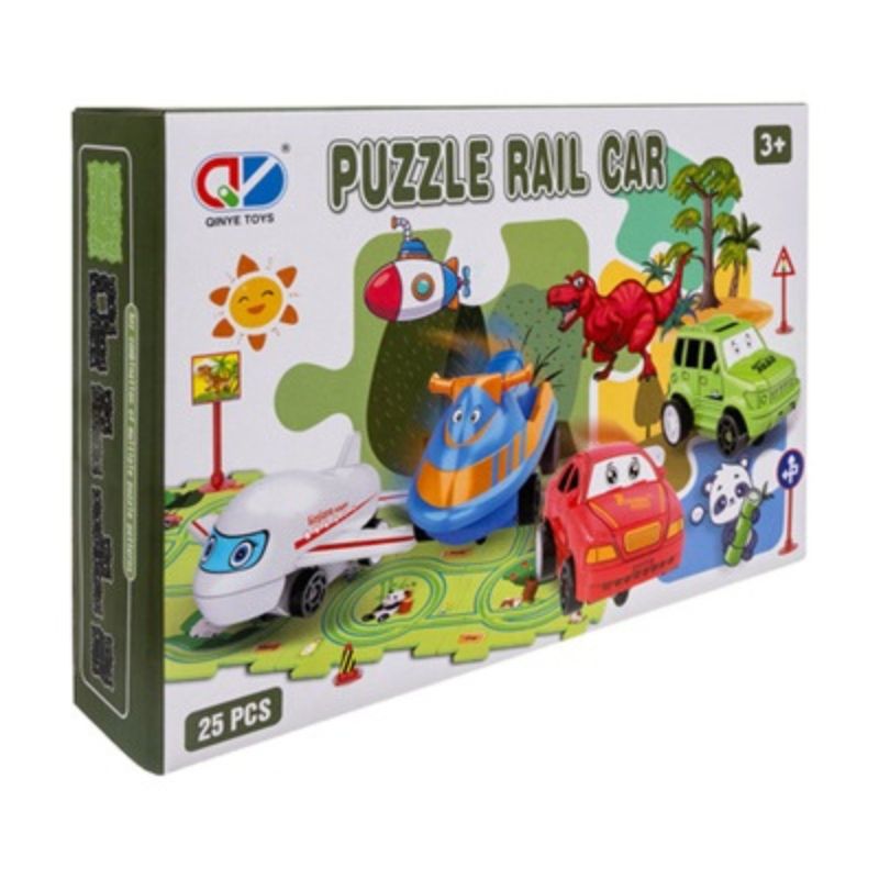 Килимче за игра тип пъзел с писта Kruzzel, включени 3 бр. коли, 25 части