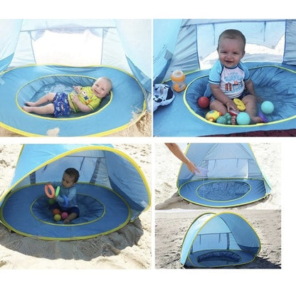 Плажна палатка с вграден басейн, Автоматично отваряне, UV защита