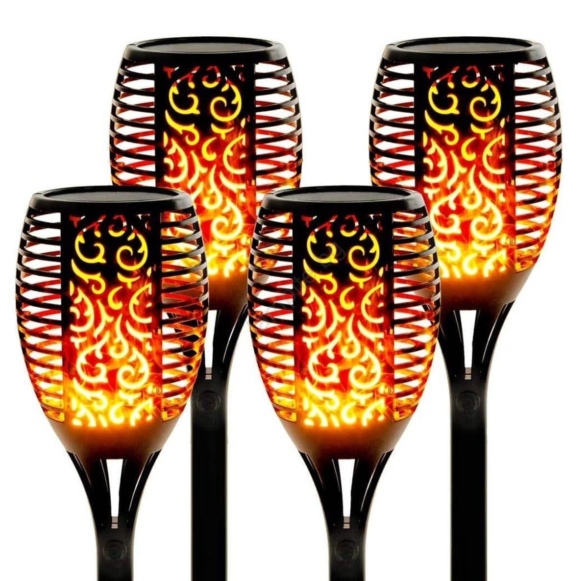 Комплект соларни лампи LED Факла, 4 броя, Черни