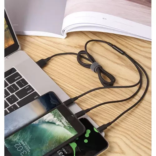 Универсален кабел за зареждане, Силиконов, USB-A, USB-C, MICRO USB, Apple lighining, 1,2 м
