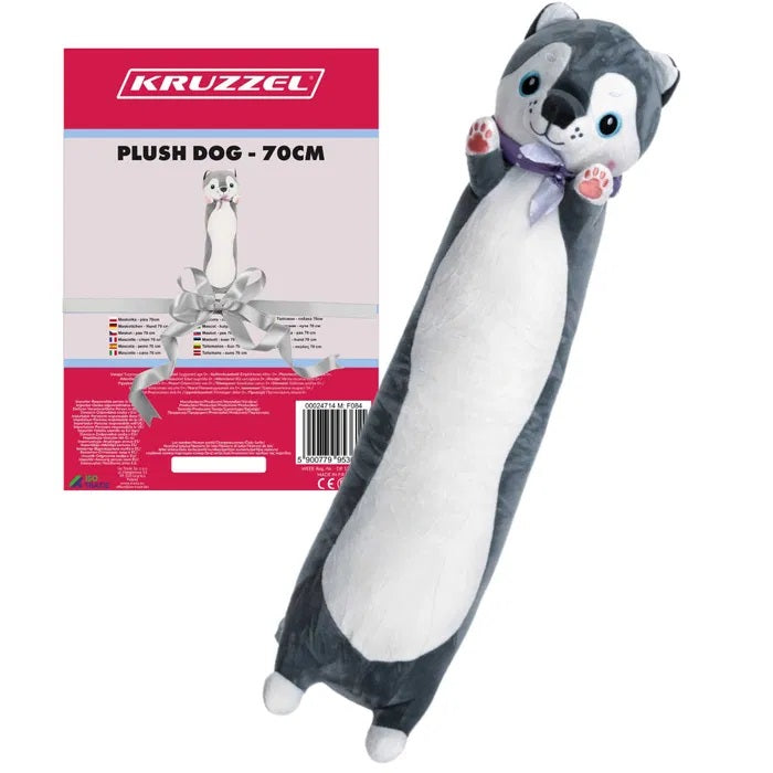 Дълга плюшена играчка Хъски Kruzzel, тип възглавница, дължина 70 см