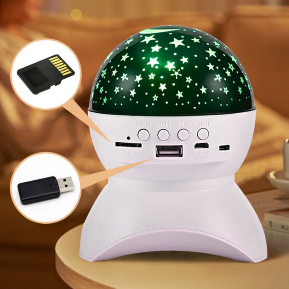 Звезден проектор - с високоговорител, bluetooth , LED, Бял