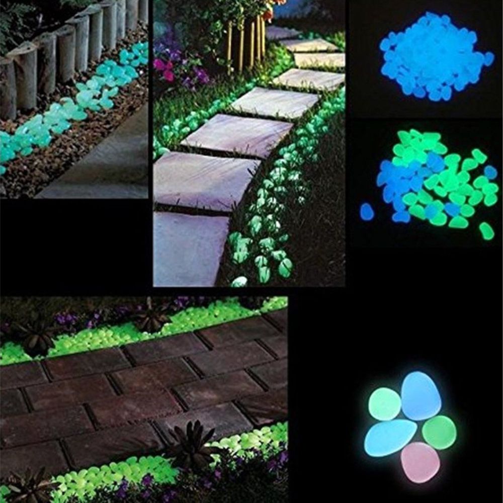 Светещи флуоресцентни декоративни градински камъни - 100 бр