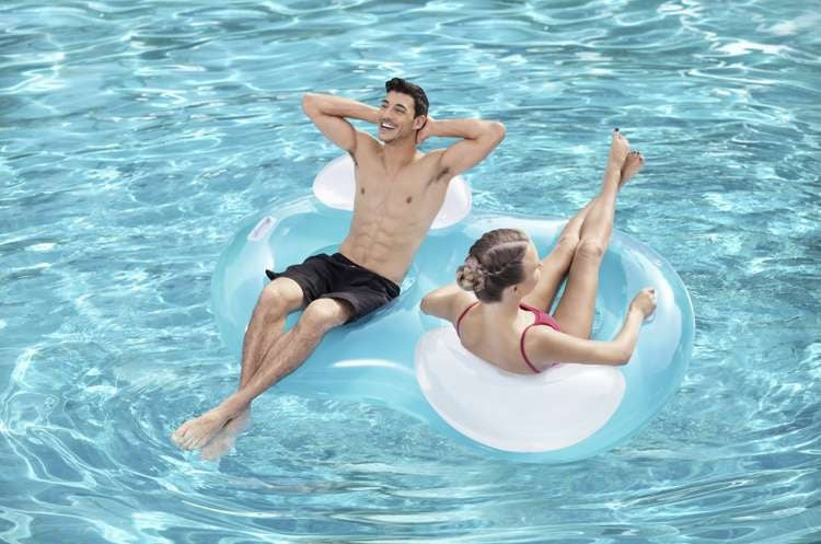 Надуваем плажен стол Bestway, Двоен, 188 х 177 см, Синьо-бял