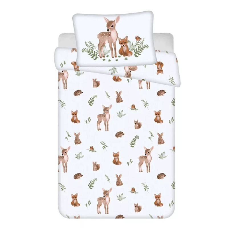 Детски спален комплект Горски животни, 100 % памук, 2 части, 100x135 см