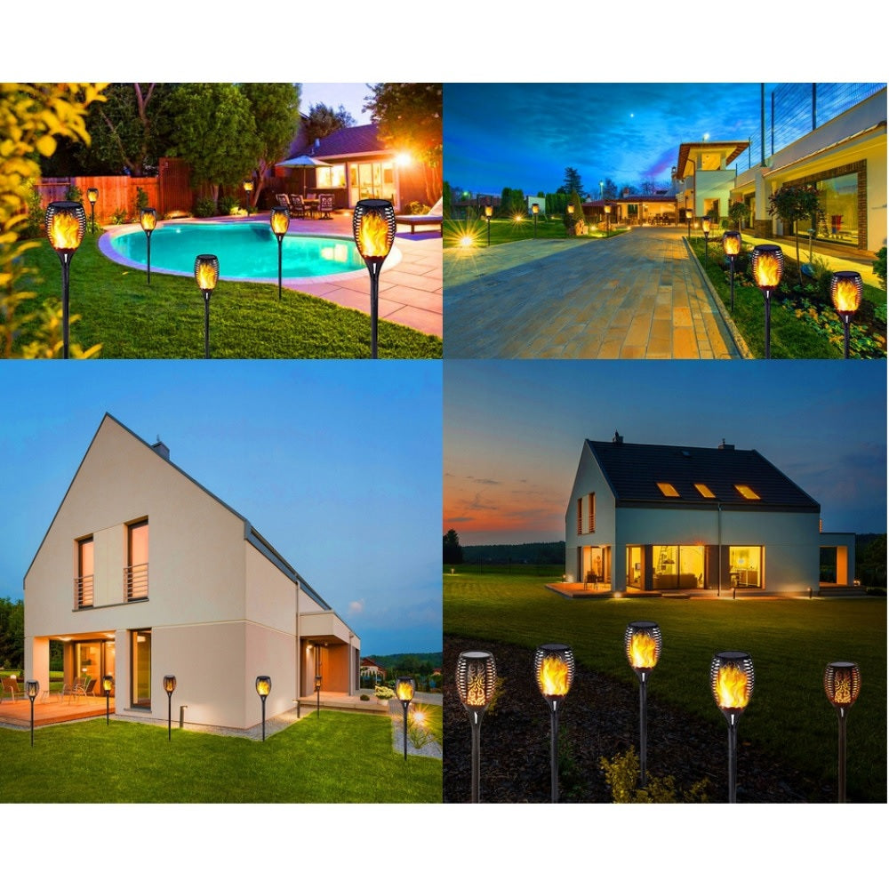 Комплект соларни лампи LED Факла, 4 броя, Черни