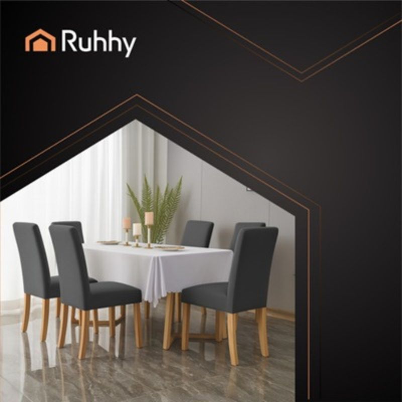 Еластични калъфи за столове Ruhhy, комплект от 6 броя, тъмно сив