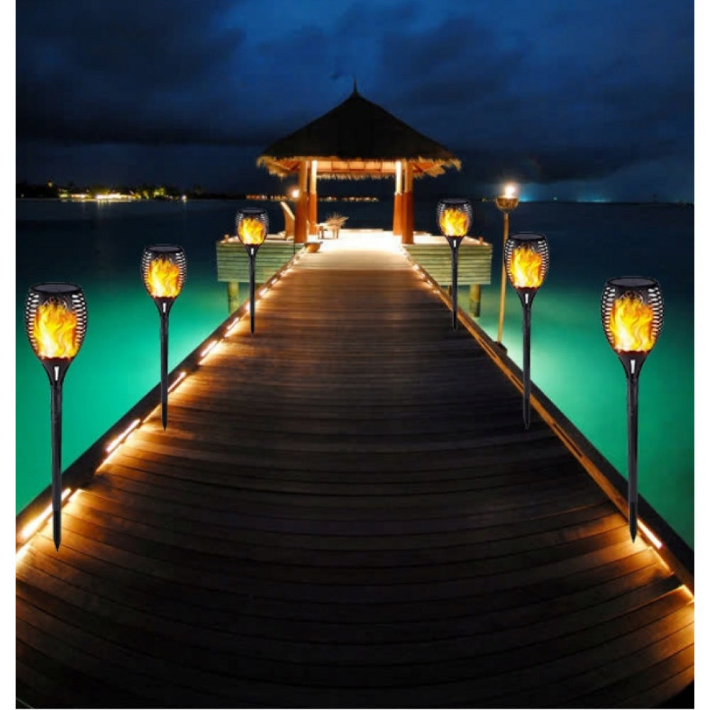Комплект соларни лампи LED Факла, 4 броя, Черни
