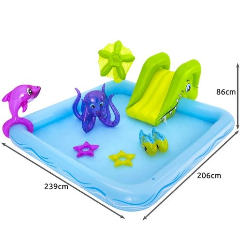 Детски басейн с пързалка "Морско дъно" - 239х206х86см Bestway