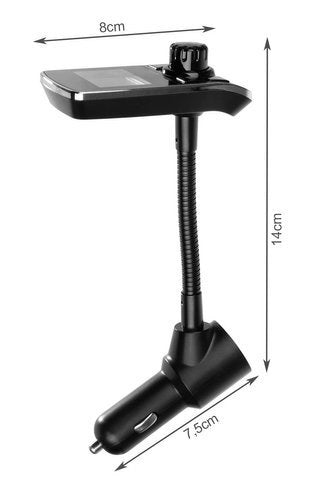 Tрансмитер за кола, Гъвкаво рамо, Bluetooth, Черен