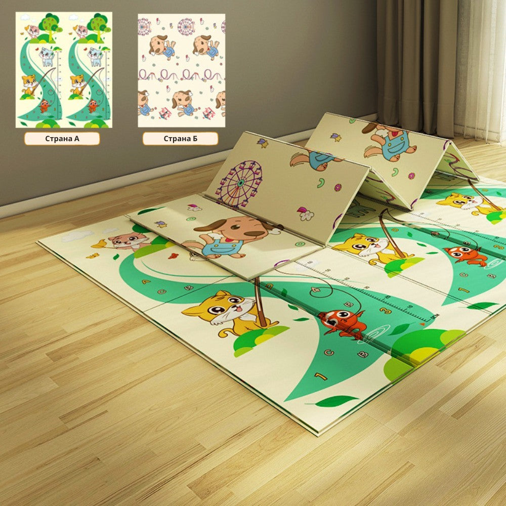 Детско Килимче за Пълзене и Игра от Термоизолираща пяна, 180х200х1 см, Сгъваемо, С Калъф за съхранение