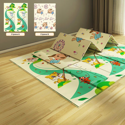 Детско Килимче за Пълзене и Игра от Термоизолираща пяна, 180х200х1 см, Сгъваемо, С Калъф за съхранение