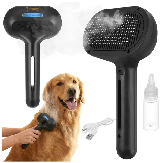 Електрическа парна четка за кучета и котки Purlov,  самопочистваща се, презареждаща се с USB