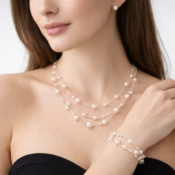 Комплект с перли, колие, гривна и обеци