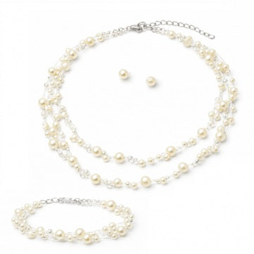 Комплект с перли, колие, гривна и обеци