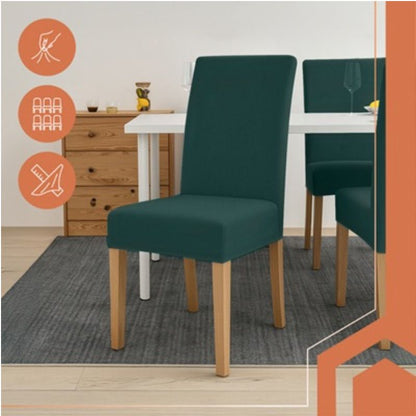 Еластични калъфи за столове Ruhhy, комплект от 6 броя, тъмно зелени