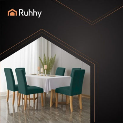 Еластични калъфи за столове Ruhhy, комплект от 6 броя, тъмно зелени