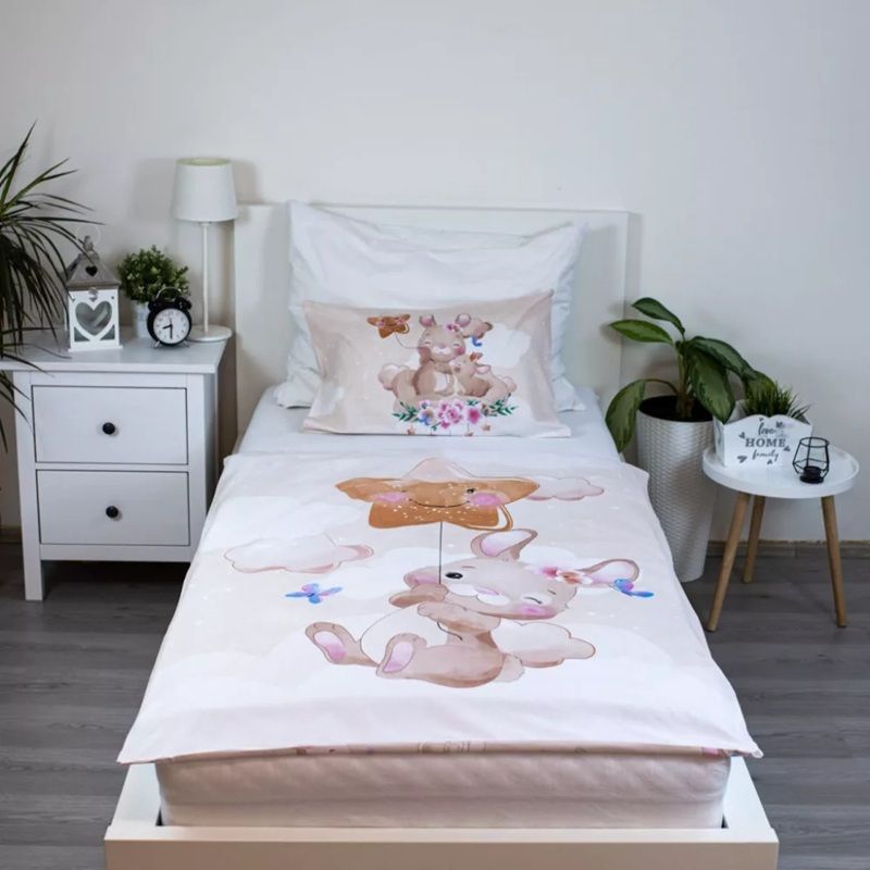 Детски спален комплект Bunny Star, 100 % памук, 2 части, 100x135 см