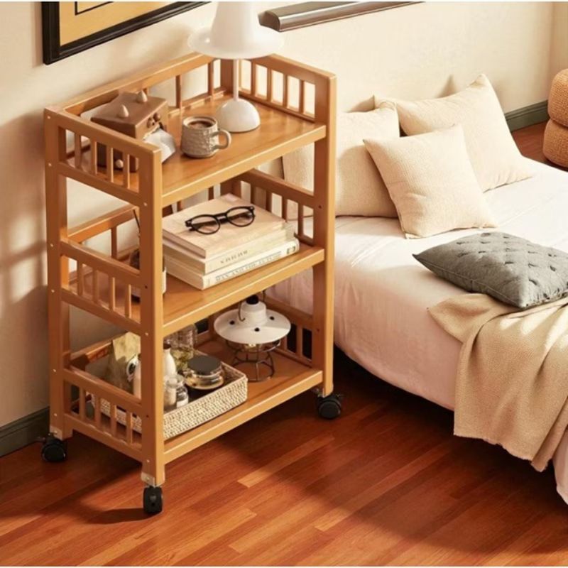 Етажерка, бамбукова, мобилна, 30x50x82 см