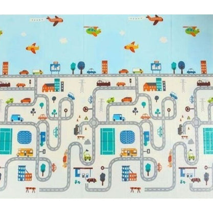 Детско Килимче за Пълзене и Игра от Термоизолираща пяна, 180х200х1 см, Сгъваемо, С Калъф за съхранение