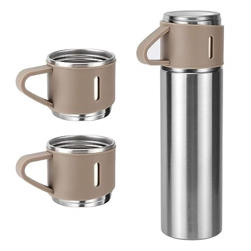 Термос с три чаши, подаръчен комплект, неръждаема стомана