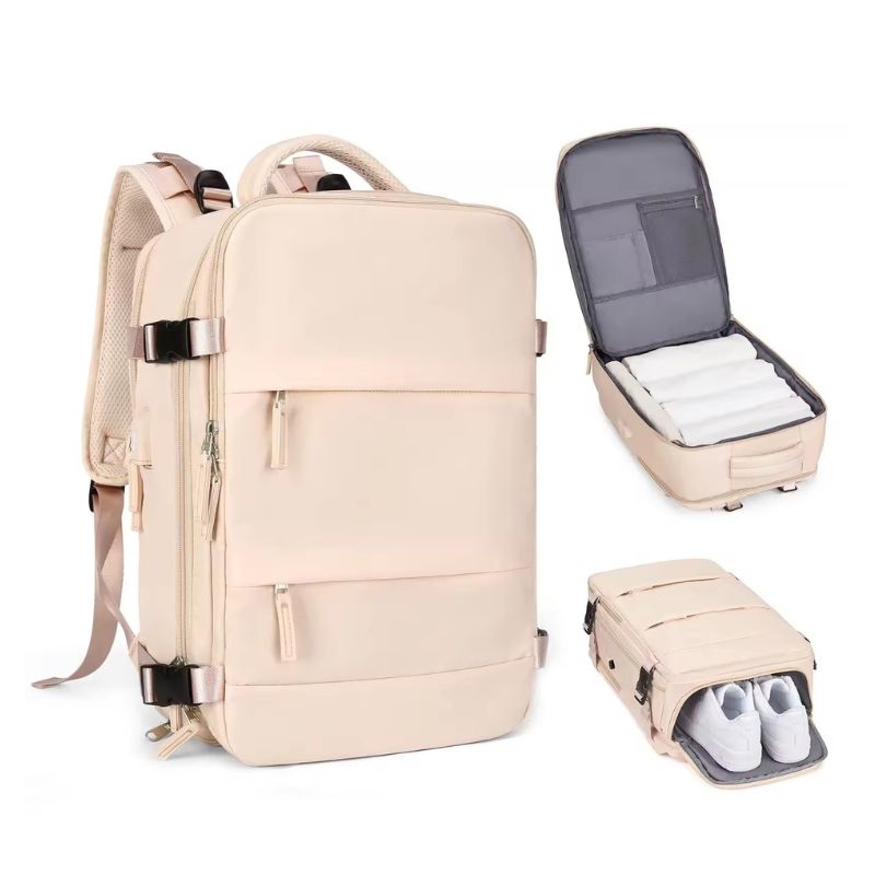 Раница за пътуване с отделение за лаптоп, 31х46х17 см, Бежова