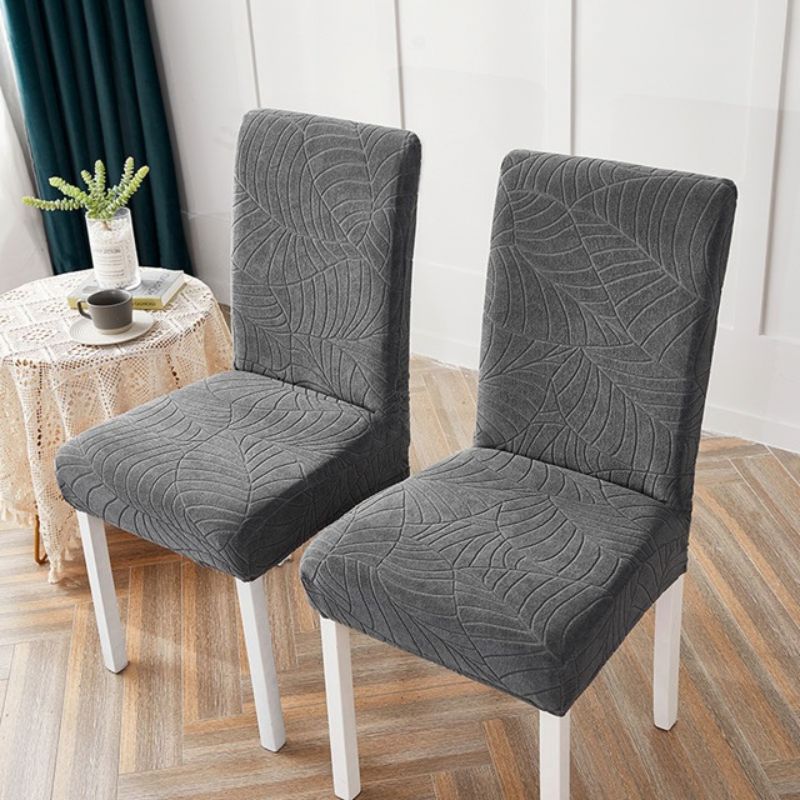 Еластичен калъф за стол, тъмносив, жакард