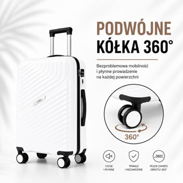 Комплект куфари за пътуване 3 броя с колелца, поликарбонат, Бели