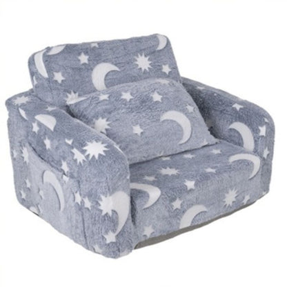 Детски плюшен разтегателен фотьойл Kruzzel, светещ в тъмното