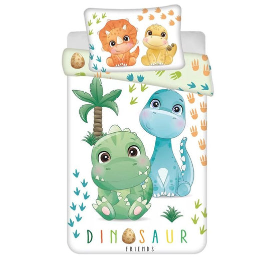 Детски спален комплект Dinosaur Friends, 100 % памук, 2 части, 100x135 см