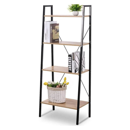 Стояща етажерка стълба, 4 рафта, светлокафява, 60x35x147 см