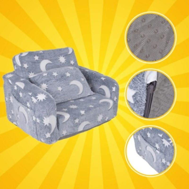 Детски плюшен разтегателен фотьойл Kruzzel, светещ в тъмното