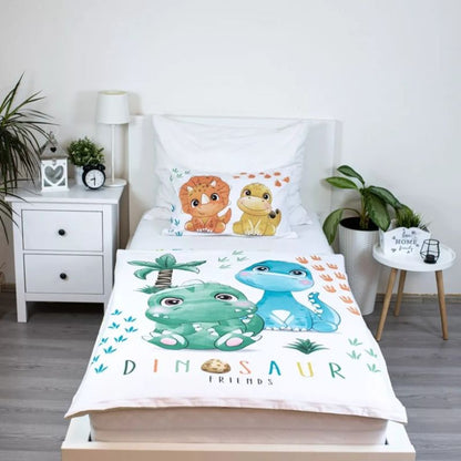 Детски спален комплект Dinosaur Friends, 100 % памук, 2 части, 100x135 см