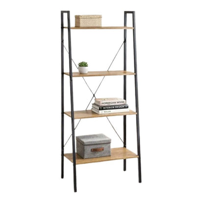 Стояща етажерка стълба, 4 рафта, светлокафява, 60x35x147 см