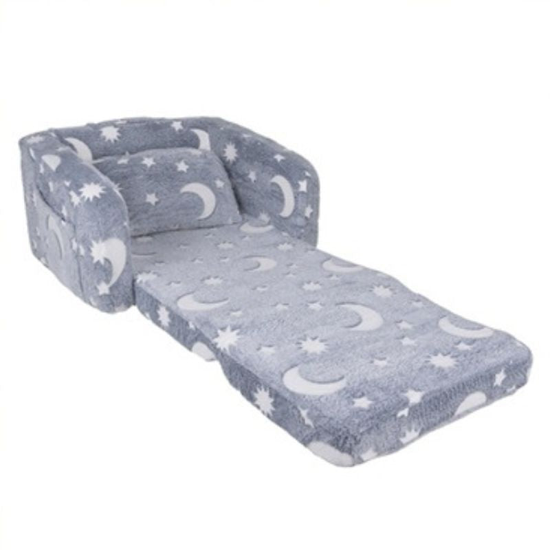 Детски плюшен разтегателен фотьойл Kruzzel, светещ в тъмното