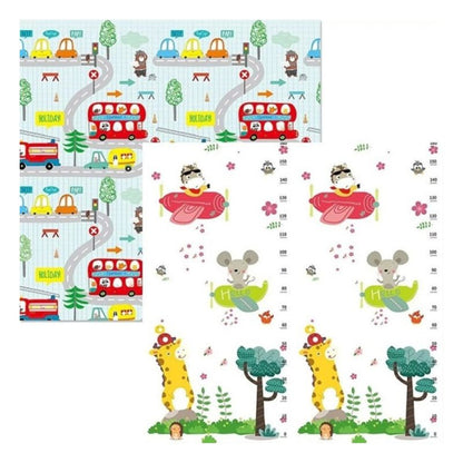 Детско килимче за игра Baby Crawl & Play Пътища и Самолети, 200 х 150 х 1см, включен калъф