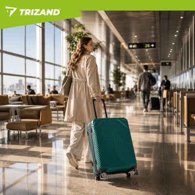 Комплект от 3 броя куфари Trizand, S/M/L, телескопична дръжка, екстра твърд ABS, Тъмно зелени
