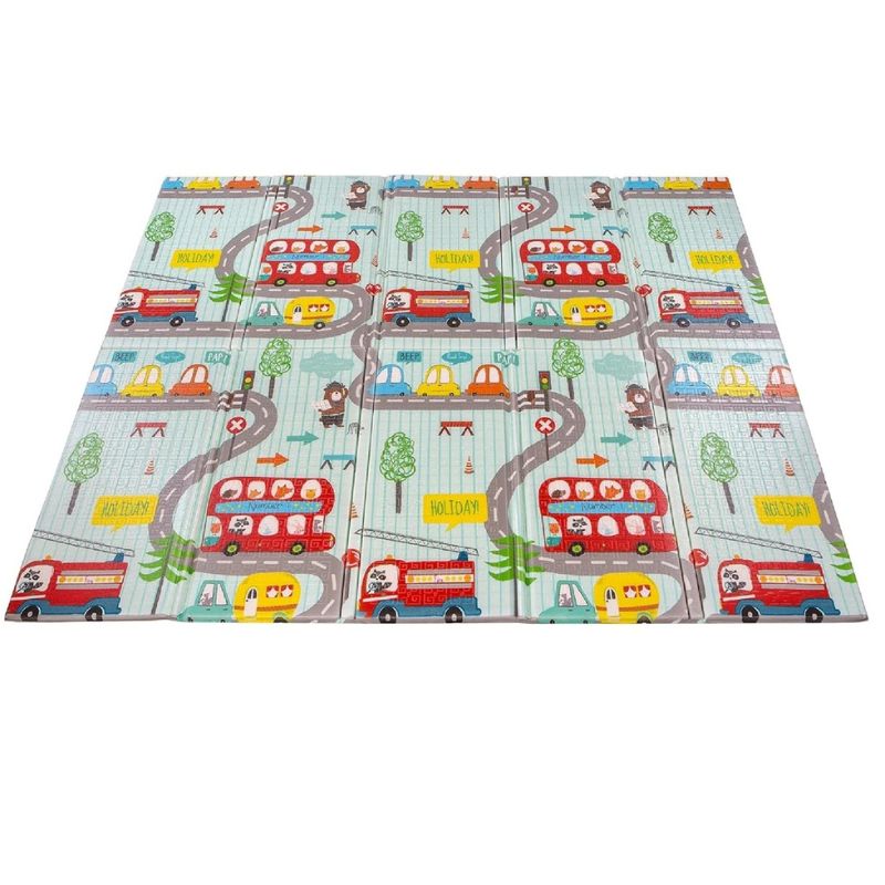 Детско килимче за игра Baby Crawl & Play Пътища и Самолети, 200 х 150 х 1см, включен калъф