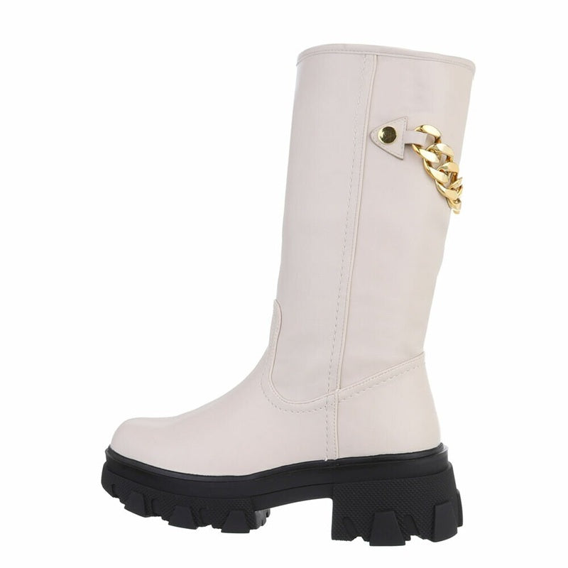 Дамски ботуши, Еко кожа, Бежови