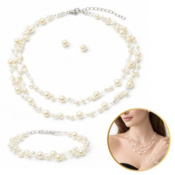 Комплект с перли, колие, гривна и обеци