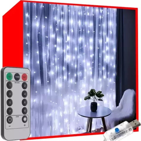 Светлинна завеса 300 LED с USB, Коледна декорация, Украса