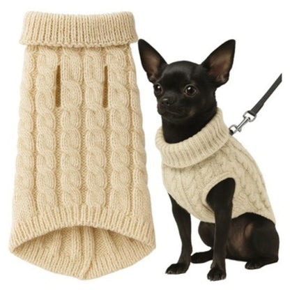 Дреха/ пуловер за куче или котка, плетиво, S размер, бежов