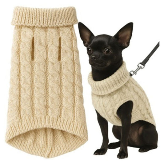 Дреха/ пуловер за куче или котка, плетиво, S размер, бежов
