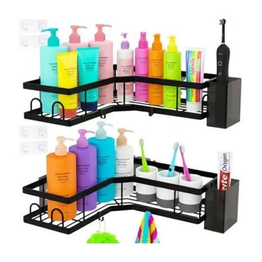 Комплект от 2 бр ъглови рафта за баня Ruhhy, черен